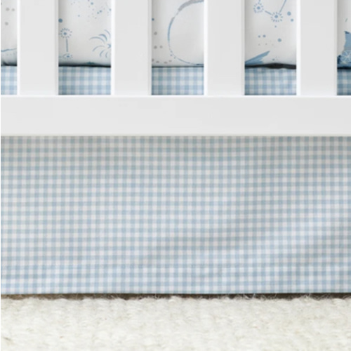 Ditsy Gingham Classic Cool Organic Cotton Percale Tailored Crib Skirt