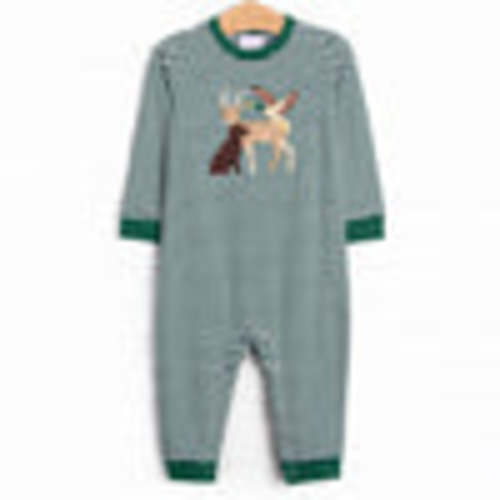 Hillside Hunt Applique Romper, Hunter Green – Stitchy Fish