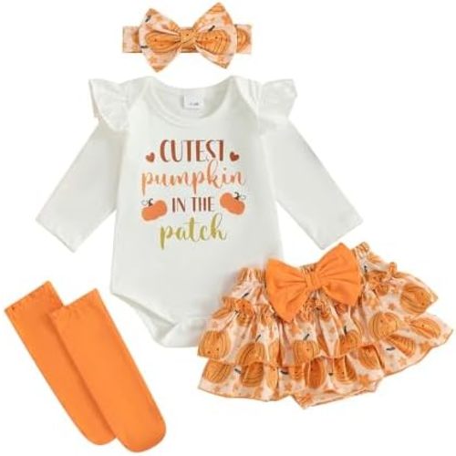 Baby Girl Thanksgiving Outfits 1st Letter Romper+Tutu Bloomer Shorts+Headband Newborn First Holiday Baby Outfits
