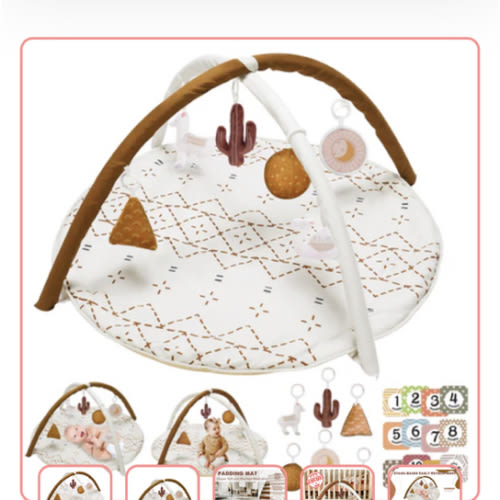 Tummy Time Activity Mat, Macrame Baby Play Gym Mat with 6 Detachable T – Baby and Toys