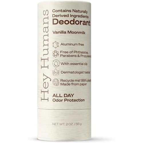 Hey Humans Deodorant, Aluminum Free Deodorant for Women and Men, Contains Naturally Derived Ingredients, All Day Odor Control, Refreshing Deodorant Essential Oils, Vanilla Moonmilk