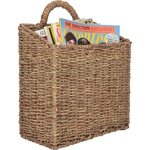 MyGift 12.5 Inch Rustic Woven Wall Hanging Storage Basket, Large Decorative Baskets, Magazine and Mail Organizer Basket