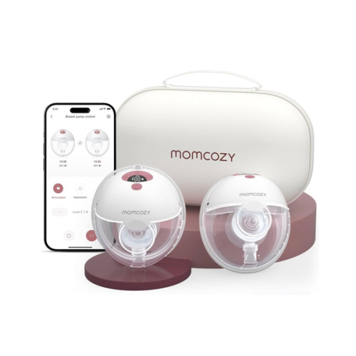 Momcozy M5 Smart APP Controlled Wearable Breast Pump, Hands-Free Wireless Electric Pump, 3 Modes 9 Suction Levels, BPA-Free, Portable Lightweight, 24mm Flange, 2-Pack Cozy Red