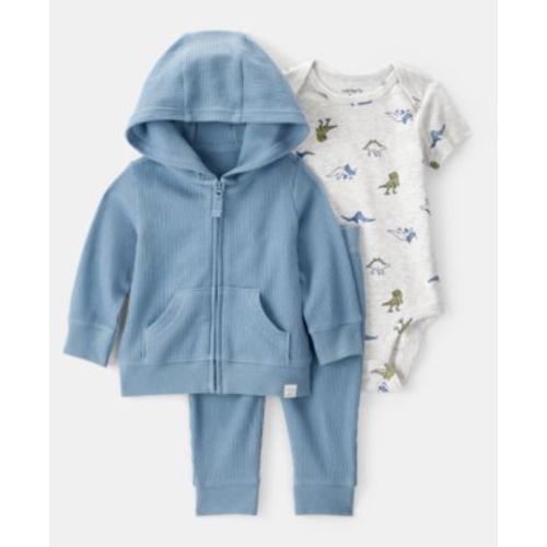 Baby Boys Dinosaur Thermal Little Jacket, Bodysuit & Pants, 3 Piece Set