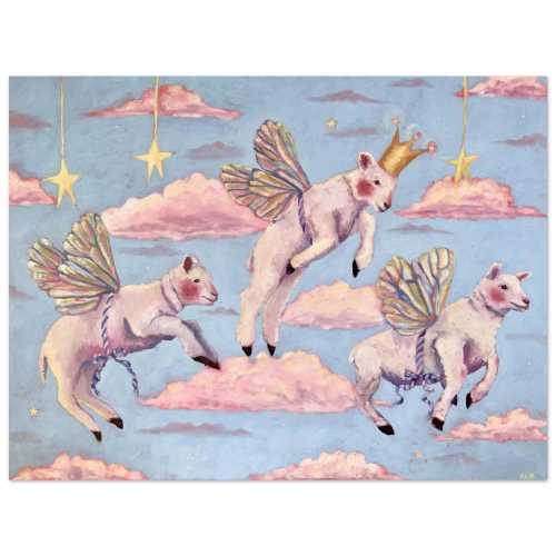 Fine Art Print, 'Counting Fairy Sheep', little girls room art, baby nursery, princess, whimsical art