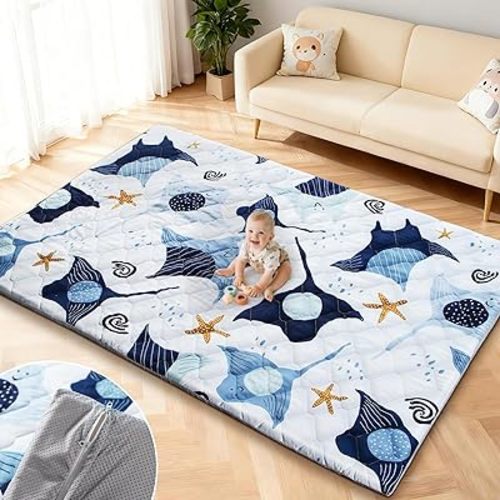 Omzer Baby Play Mat 74x50 Inch, Removable & Washable Cover Thick Playmat