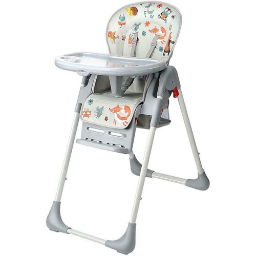 Chaise haute pour bébé 3-en-1, LIVINGbasics Chaise de repas pliante avec panier de rangement, hauteur de siège réglable à 6 positions, plateau à nourriture réglable à 3 positions