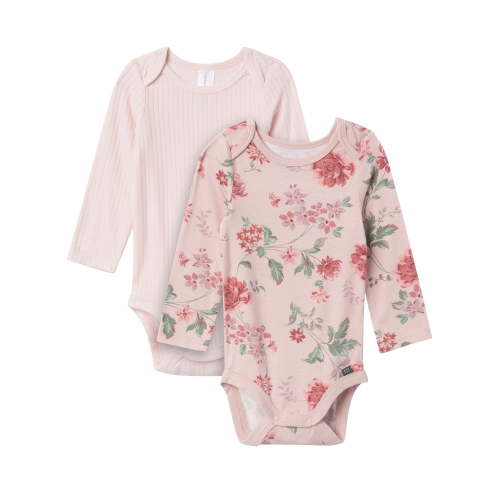 Modern Moments by Gerber Gender Neutral Super Soft Long Sleeve Bodysuits, 2-Pack, Sizes Newborn - 12 Months