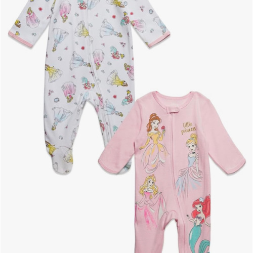 Disney Baby Girls 2 Pack Zip Up Sleep N' Plays Newborn to Infant Sizes (Newborn - 24 Months)
