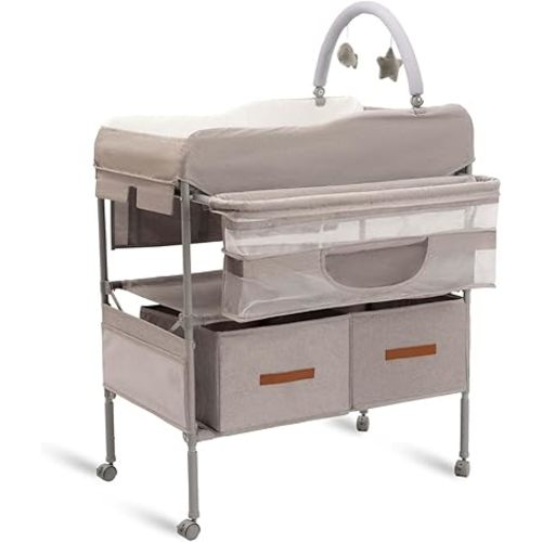 TOMBOOS Versatile Folding Changing Table.Portable Changing Table for Baby.Baby Changing Table.Highly Adjustable.2 Storage Baskets. Portable Changing.Diaper Changing Station.