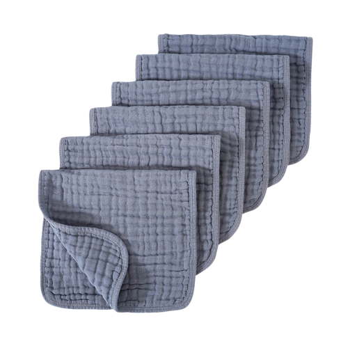 6 Pack Muslin Burp Cloths for Babies Cotton Hand Washcloths Reusable Absorbent Towel Drool Bibs Newborn Milk Spit Up Rags