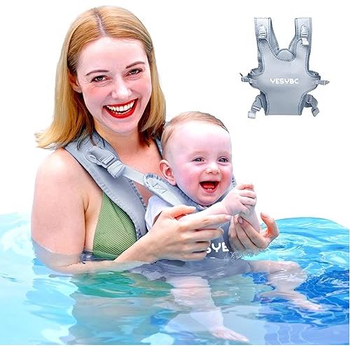 Baby Carrier, Dual-Use Adjustable Baby Sling Support Infant Chest Holder with Drawstring Backpack for Newborn to Toddler 13-33 lbs Swimming Pool Beach Land (Grey)