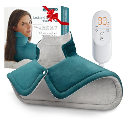 Heating Pad for Neck Shoulders Back, Upgraded PTC+NTC Even Heating, Versatile Electric Heated Neck Wrap for Full-Body Relax, Birthday Gifts for Women Men Mom Dad Wife Husband, ETL Safety Certified