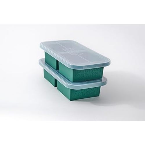 Souper Cubes 2 Cup Silicone Freezer Tray with Lids, Perfect for Storing Lasagna, Leftovers, Sauces, Portioned Meals and More, Silicone Soup Freezer Molds for Meal Prepping - Kale - 2-Pack