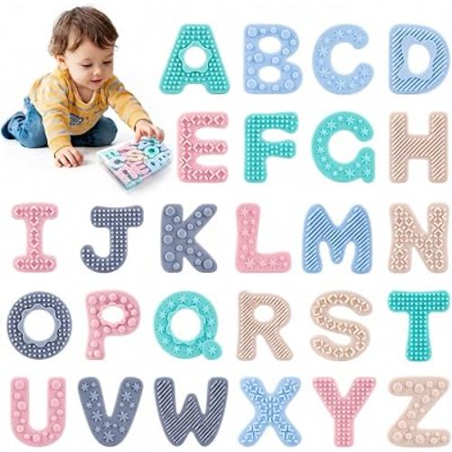 Fridge Magnets for Toddlers 1-3, Sensory Silicone Alphabet Magnetic Letters