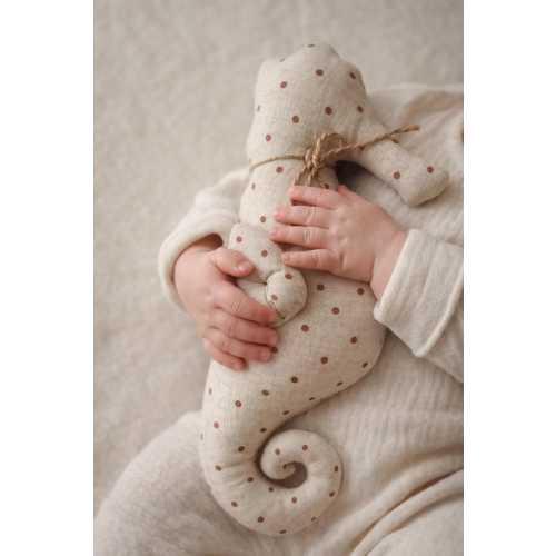 Handmade Seahorse Toy, Linen Seahorse Pillow, Nursery Sea Animal Toy, Baby Shower Neutral Gift