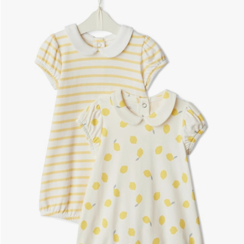 Amazon Essentials x Sofia Grainge Baby Girls' Cotton Short Sleeve Romper with Peter Pan Collar