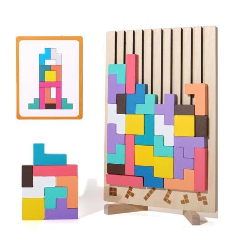 Wooden Stacking Puzzle Toy, 42pcs/set Educational Stacking Game, - TikTok Shop