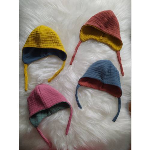 Reversible Muslin Baby Bonnet: Organic Cotton Hat Toddler Outfit