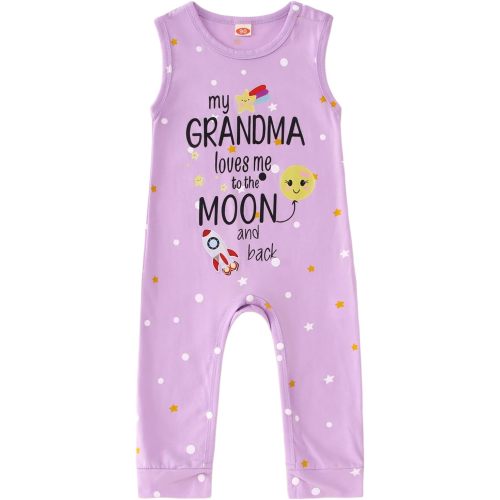 CM C&M WODRO Baby Girl Funny Romper My Grandma Loves Me Onesie Sleeveless Jumpsuit Bodysuit Cute Newborn Infant Clothes