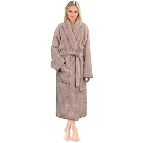 PAVILIA Premium Womens Plush Soft Robe, Fluffy Warm Fleece Sherpa Bathrobe