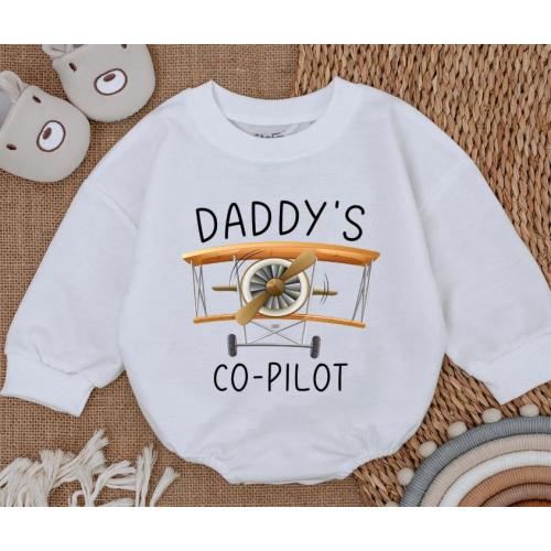 Daddy's Little Copilot Bodysuit Romper Short Sleeves, Airplane Baby, Baby Romper, Daddy's Boy, Daddy's Copilot, Baby Clothes, Plane Romper