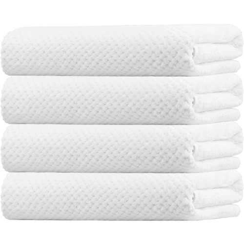 HOMEXCEL Bath Towel Set Pack of 4, 30 x 60 Inches Large Microfiber Bath Towels, Soft, Absorbent, and Quick Dry Towels for Bathroom, Pool, Beach, Swim, and Yoga, Large Bathroom Towels, White
