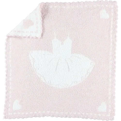 Barefoot Dreams CozyChic Scalloped Receiving Blanket - Pink & Tutu,30" x 32"