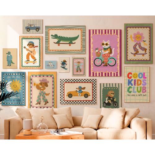 Kids Wall Art Mega Bundle 100 Printable Unisex Posters Nursery Decor Set Animal Prints Playroom Artwork Room Decor Retro Illustration Poster