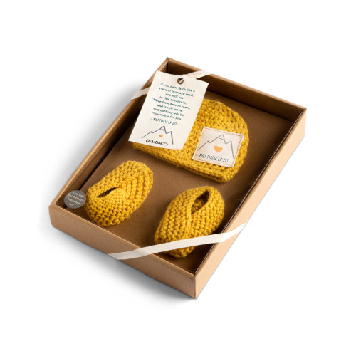Faith Can Move Mountains Hat & Booties Gift Set