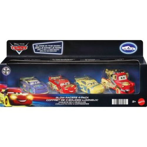 Pixar Cars Glow Racers Diecast Vehicles 4pk - 1:55 Scale