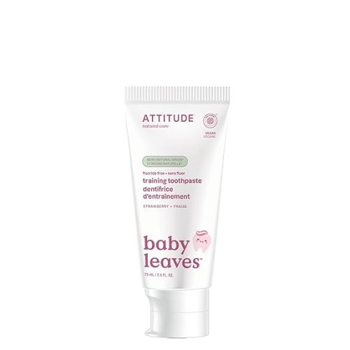 Attitude Baby and Child Fluoride-Free Training Toothpaste, Naturally Derived Ingredients, Vegan, EWG Verified, Strawberry, 2.6 Oz