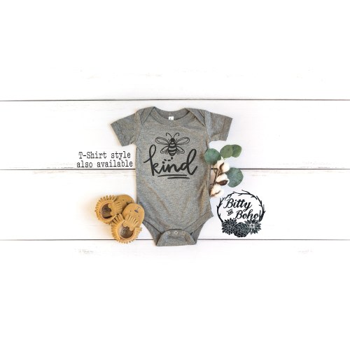 Be Kind Baby Bodysuit, Bee Kind Shirt, Bee Baby Shower Gift, Funny Baby Gift, Bumble Bee Baby Bodysuit, Funny Baby Clothes, Gray Bodysuit