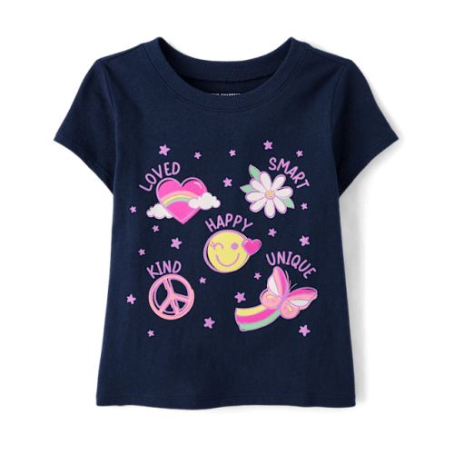 Baby And Toddler Girls I Am Unique Graphic Tee - Blue