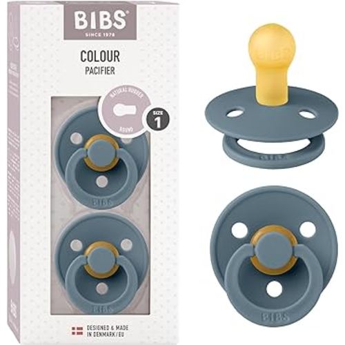 BIBS Pacifiers Colour Collection | Natural Rubber Baby Pacifier | Set of 2 BPA-Free Soothers | Made in Denmark | 0+ Months (Pack of 2) | Petrol Blue