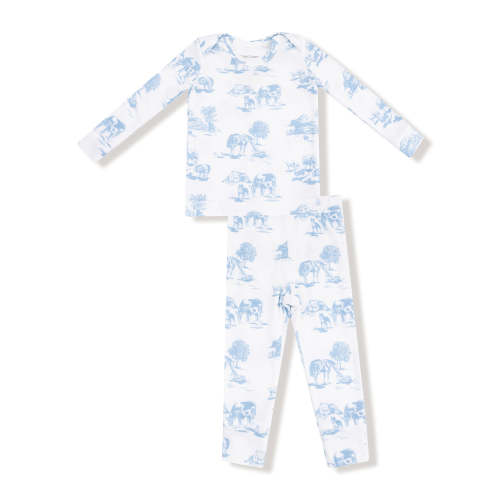 Ribbed Loungewear Set, Farm Toile Blue