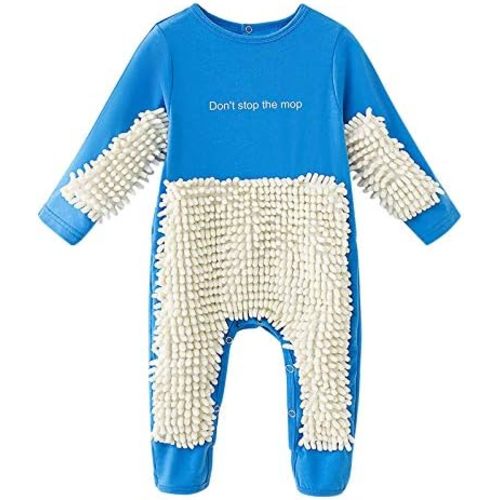 Newborn Infant Baby Girls Boys Crawling Romper Mop Onesie Jumpsuit Toddler Long Sleeve Funny Playsiut 0 to 24M