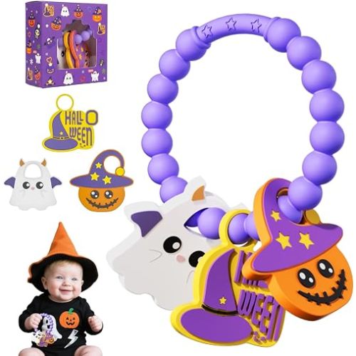 Silicone Teething Rings Toys for 0-12 Months Baby First Halloween Gifts