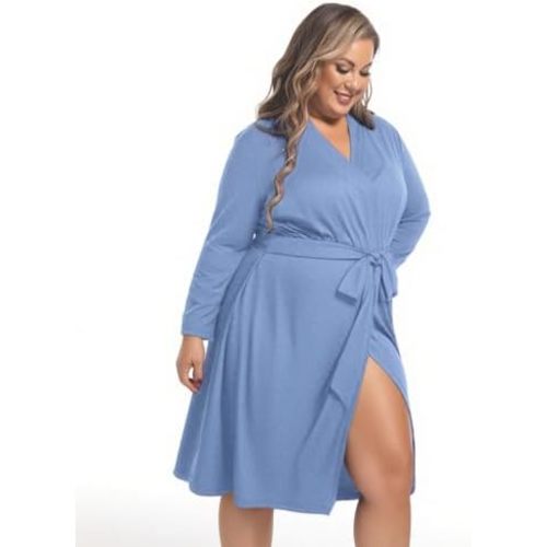 SUFEINI Maternity Robe and Matching Swaddle Blanket Set, Plus Size Women Postpartum Robes Sleepwear New Mommy Gift