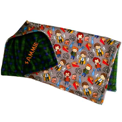 Baby Lovey, Supernatural Personalized Baby Gift, Embroidered Security Blanket, Plush Minky Lovey, Neutral Hunters blanket