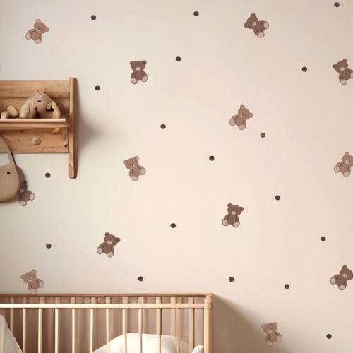 Sweet Fabric Teddy Bear Wall Stickers: Peel and Stick, Removable & Repositionable Nursery Decor