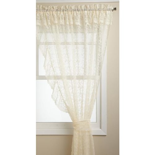 Lorraine Home Fashions Priscilla 130-inch x 84-inch Ruffled Pair, Ivory