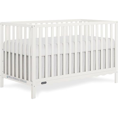Dream On Me Synergy Wave 5-in-1 Convertible Crib, GREENGUARD Gold, Cannoli Cream