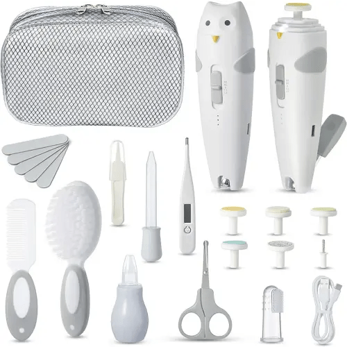 Lictin Baby Healthcare and Grooming Kit, 26 in 1 Rechargeable Baby Nail Trimmer Electric Set,Safe Baby Nail File with Auto Light, Newborn Nursery Health Care Kit, Portable Baby Safety Care Set for Newborn Infant Toddlers Baby Boys Girls