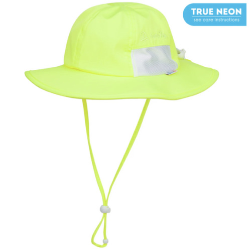 Kids Wide Brim Sun Hat "Fun Sun Day Play Hat" - Neon Lemon Yellow