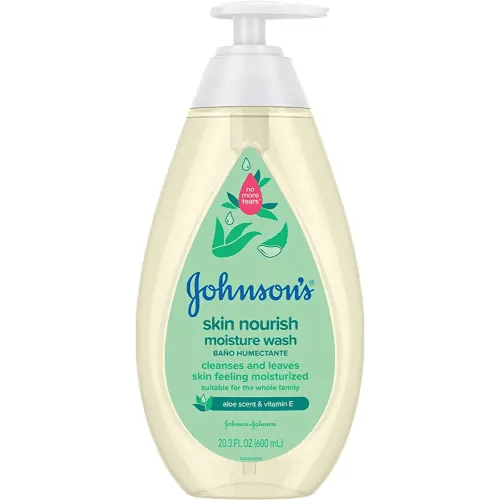 Johnson's Baby Skin Nourishing Moisture Baby Body Wash with Aloe Scent & Vitamin E, Hypoallergenic & Tear Free Bath Wash for The Whole Family, Paraben- & Sulfate-Free, 20.3 fl. oz