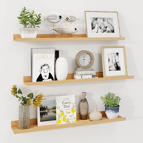 Axeman 36 Inch Floating Shelves, Oak, Wall Mounted, 3 Shelves, Easy Assembly, 22 lbs Capacity