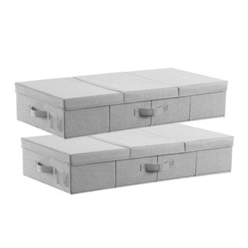 VEVOR Under Bed Storage with Lids, 31.7 x 15.9 x 6.1 Inch, 48L Large Underbed Clothes Storage Containers,Drawer Shoe Organizer Bins Box,2 Pack,Gray