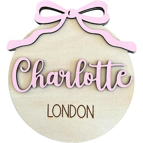 Personalized 3D Baby Girl Name Announcement Sign with Bow – Custom Newborn Hospital Photo Prop - Baby Shower