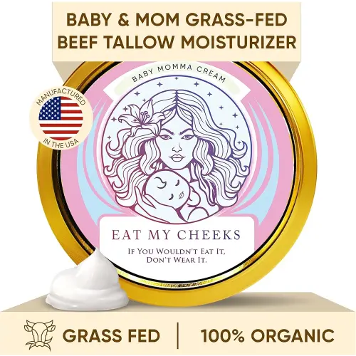 Eat My Face Grass Fed Beef Tallow for Skin, Organic Beef Tallow for Face Moisturizer with Shea & Cocoa Butter, Babies & Moms Skin Care for Stretch Marks & Eczema, Helps Cradle Cap & Diaper Rash - 4 oz